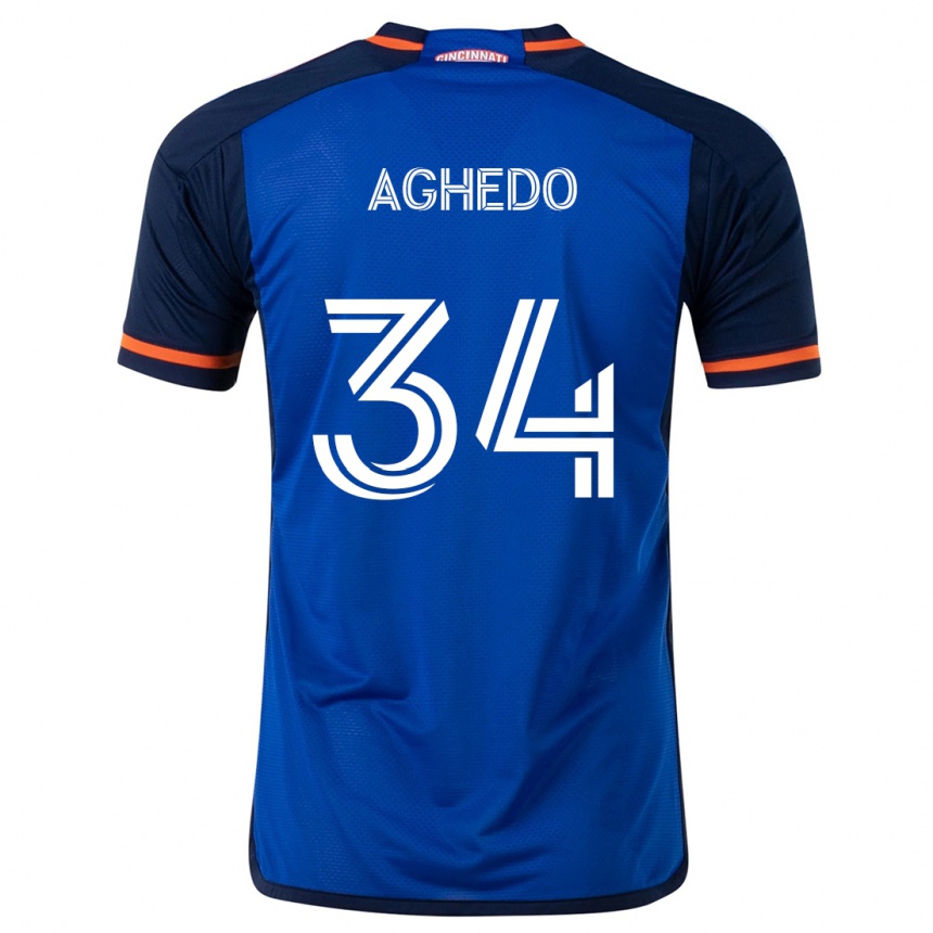 Niño Fútbol Camiseta London Aghedo #34 Azul Blanco 1ª Equipación 2024/25 México