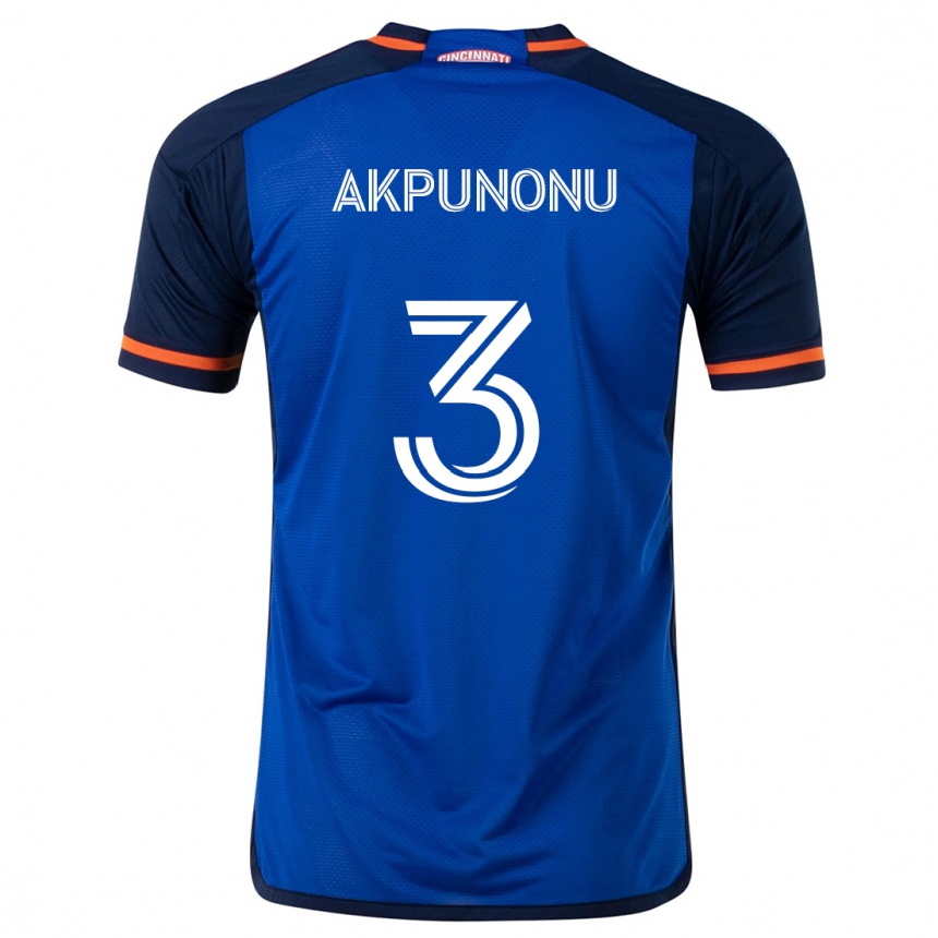 Niño Fútbol Camiseta Joey Akpunonu #3 Azul Blanco 1ª Equipación 2024/25 México