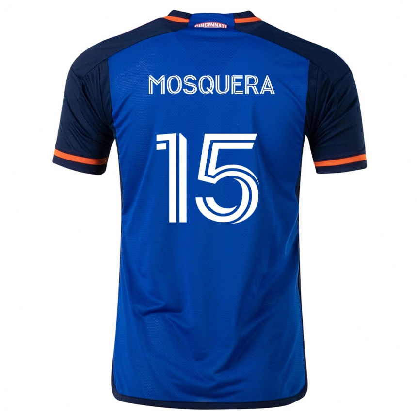 Niño Fútbol Camiseta Yerson Mosquera #15 Azul Blanco 1ª Equipación 2024/25 México