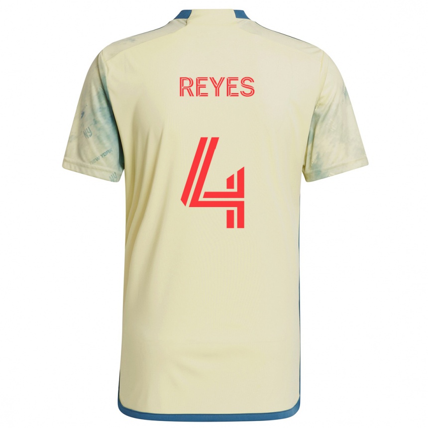 Niño Fútbol Camiseta Andrés Reyes #4 Amarillo Rojo Azul 1ª Equipación 2024/25 México