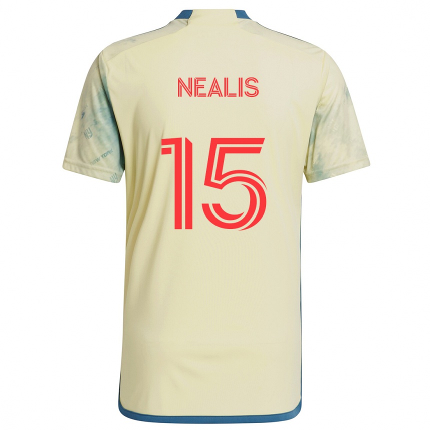 Niño Fútbol Camiseta Sean Nealis #15 Amarillo Rojo Azul 1ª Equipación 2024/25 México