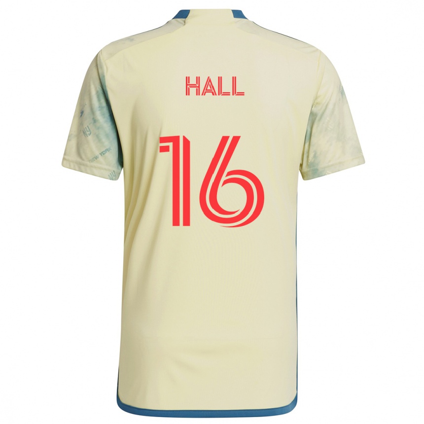 Niño Fútbol Camiseta Julian Hall #16 Amarillo Rojo Azul 1ª Equipación 2024/25 México