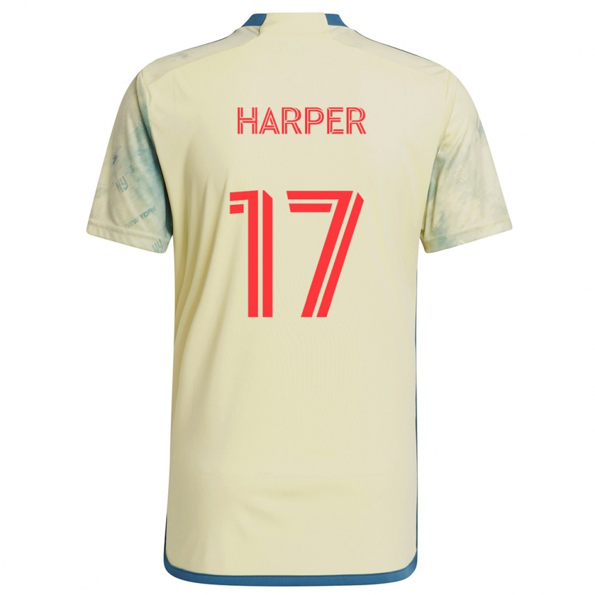 Niño Fútbol Camiseta Cameron Harper #17 Amarillo Rojo Azul 1ª Equipación 2024/25 México