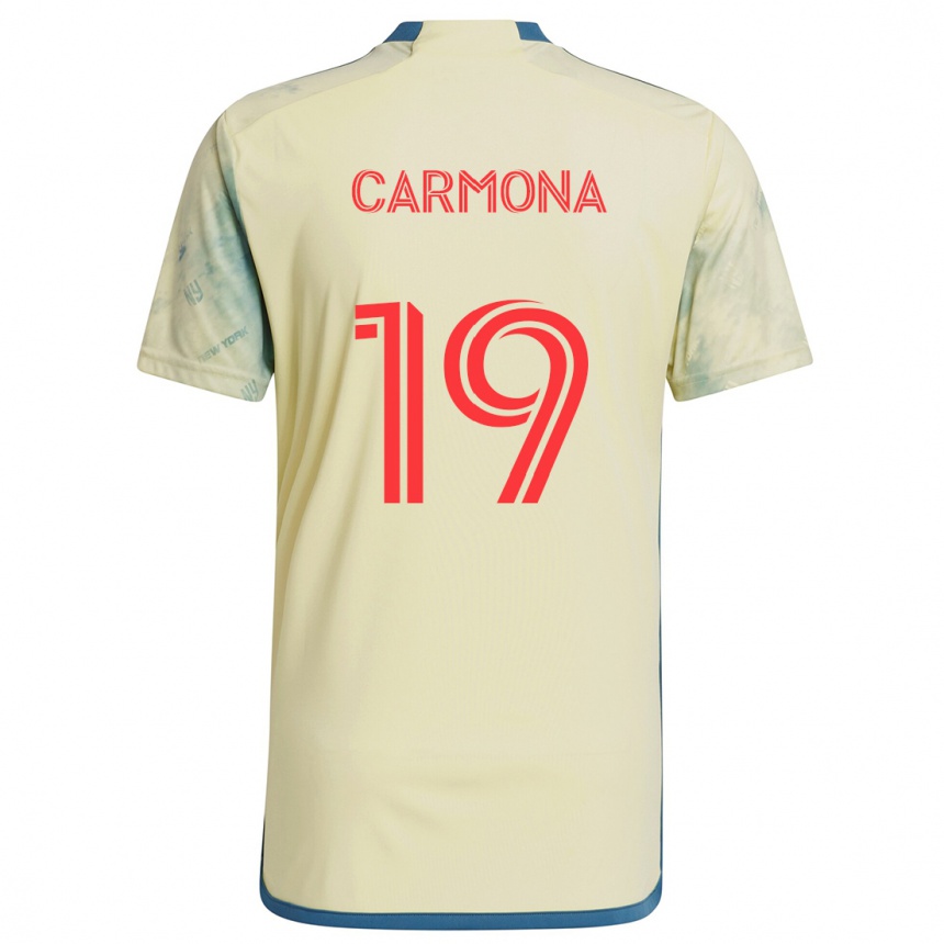 Niño Fútbol Camiseta Wikelman Carmona #19 Amarillo Rojo Azul 1ª Equipación 2024/25 México