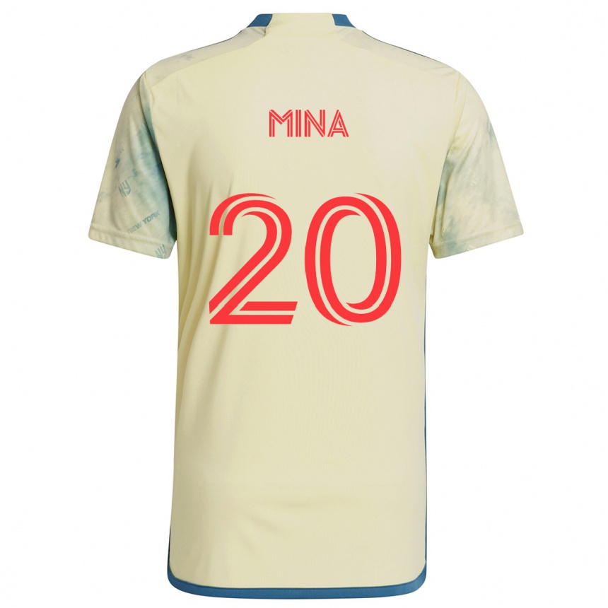 Niño Fútbol Camiseta Juan Mina #20 Amarillo Rojo Azul 1ª Equipación 2024/25 México