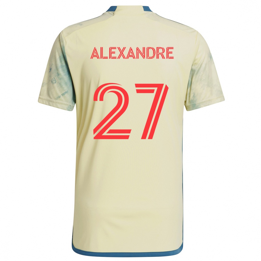 Niño Fútbol Camiseta Davi Alexandre #27 Amarillo Rojo Azul 1ª Equipación 2024/25 México