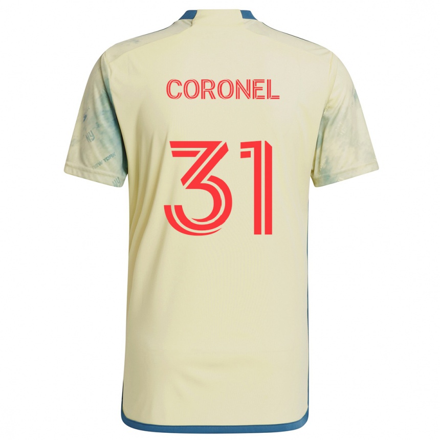 Niño Fútbol Camiseta Carlos Coronel #31 Amarillo Rojo Azul 1ª Equipación 2024/25 México