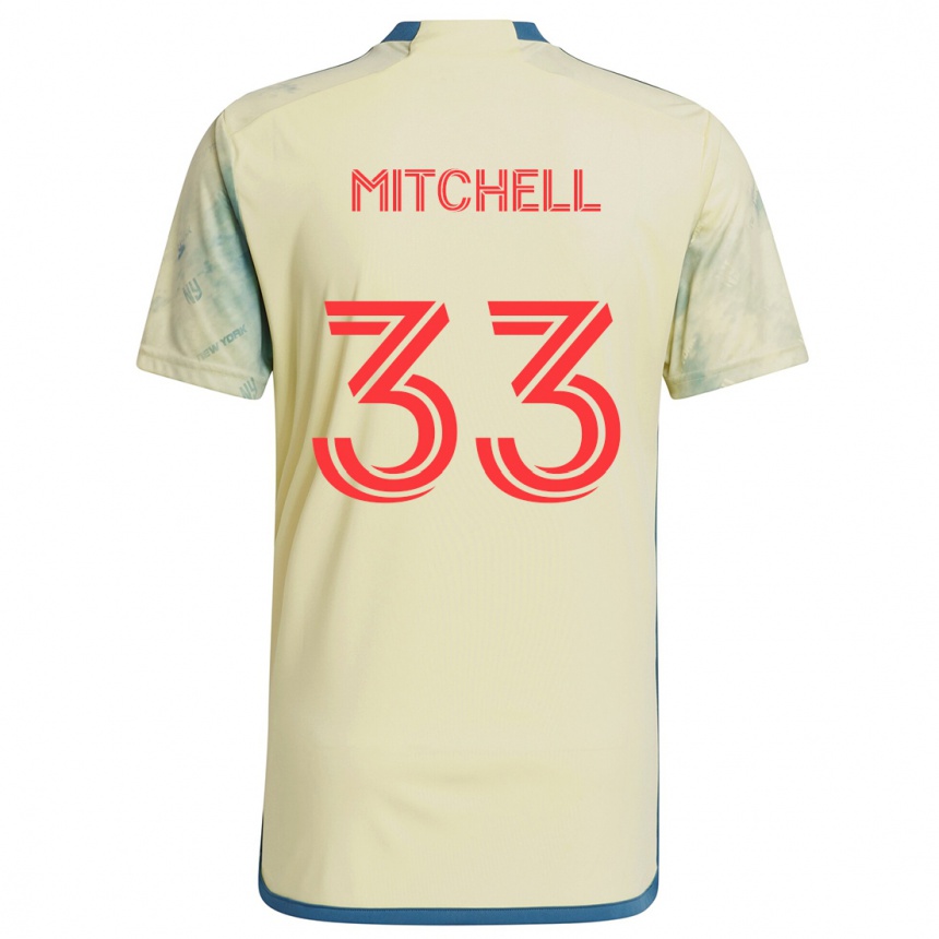 Niño Fútbol Camiseta Roald Mitchell #33 Amarillo Rojo Azul 1ª Equipación 2024/25 México