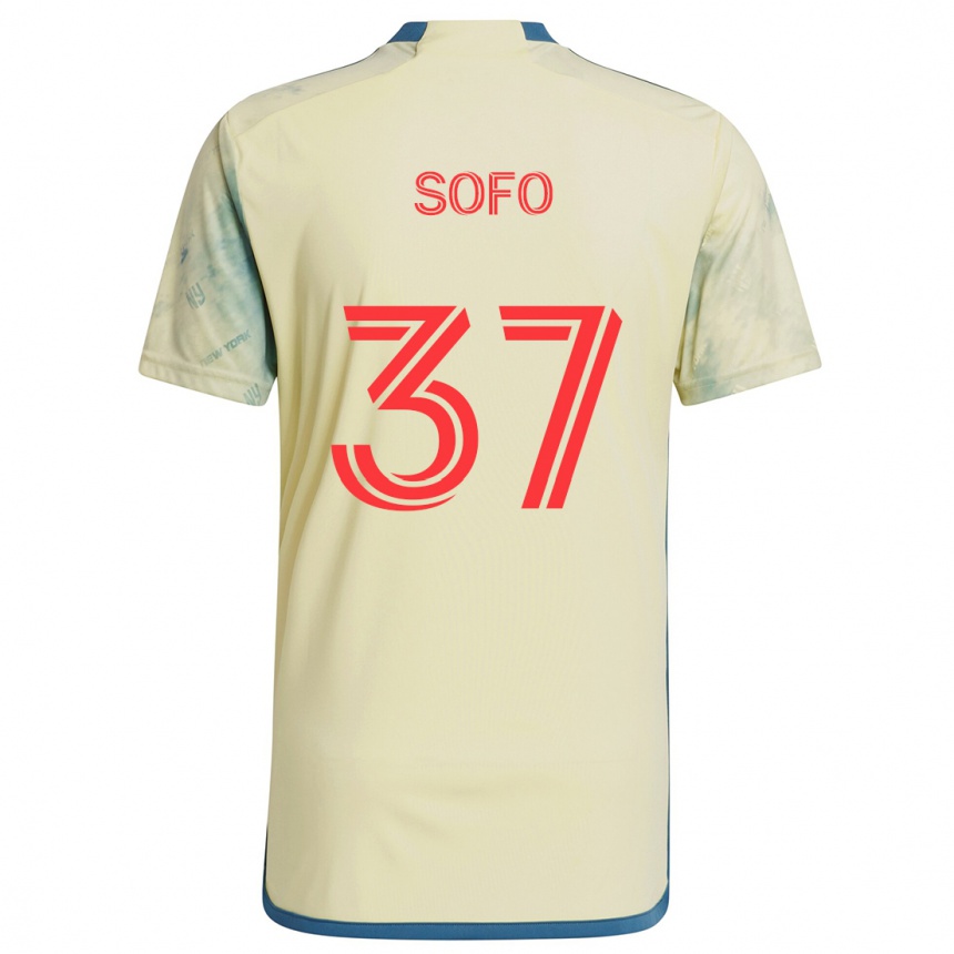 Niño Fútbol Camiseta Mohammed Sofo #37 Amarillo Rojo Azul 1ª Equipación 2024/25 México