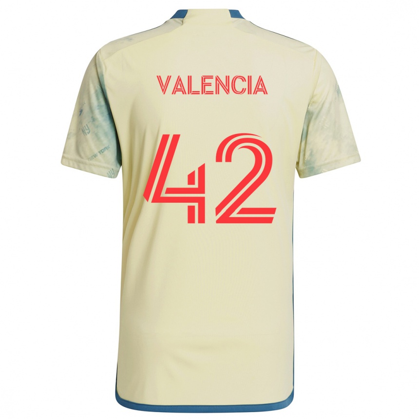 Niño Fútbol Camiseta Omar Valencia #42 Amarillo Rojo Azul 1ª Equipación 2024/25 México