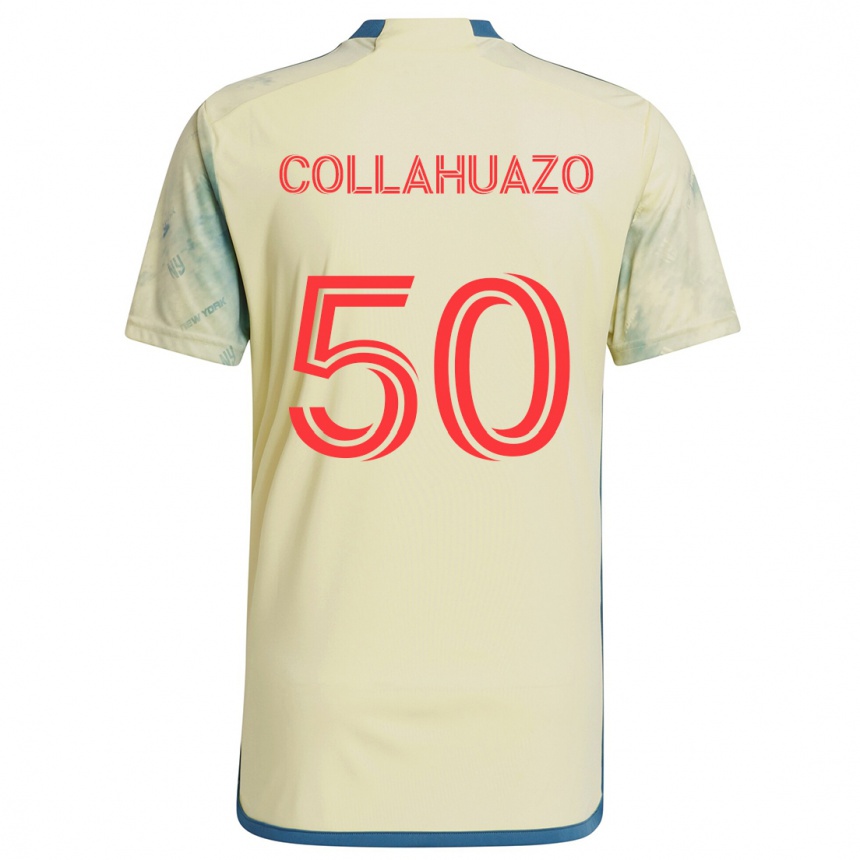 Niño Fútbol Camiseta Jair Collahuazo #50 Amarillo Rojo Azul 1ª Equipación 2024/25 México