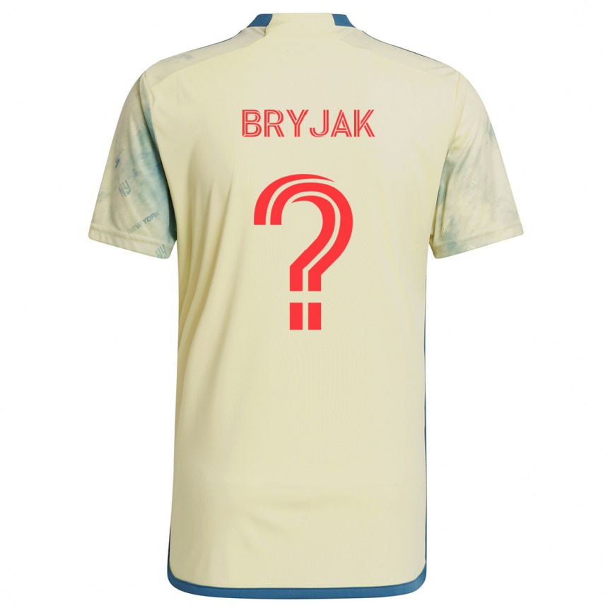 Niño Fútbol Camiseta Jeffrey Bryjak #0 Amarillo Rojo Azul 1ª Equipación 2024/25 México