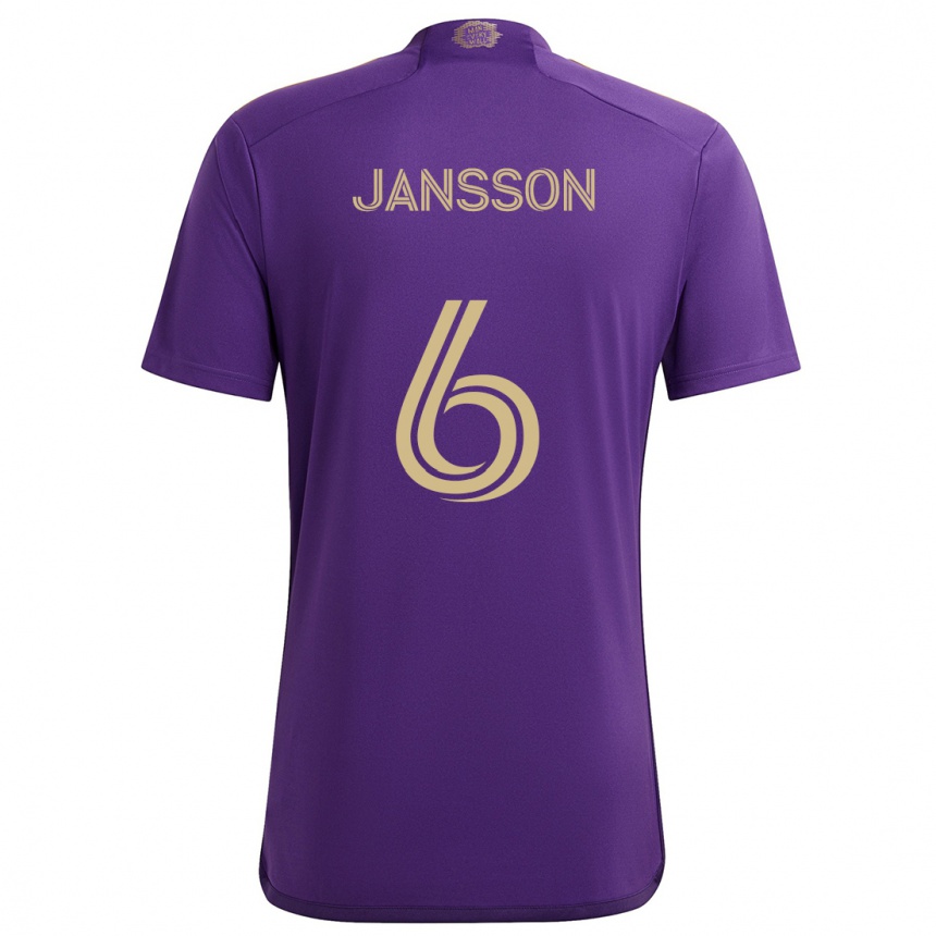 Niño Fútbol Camiseta Robin Jansson #6 Púrpura Amarillo 1ª Equipación 2024/25 México