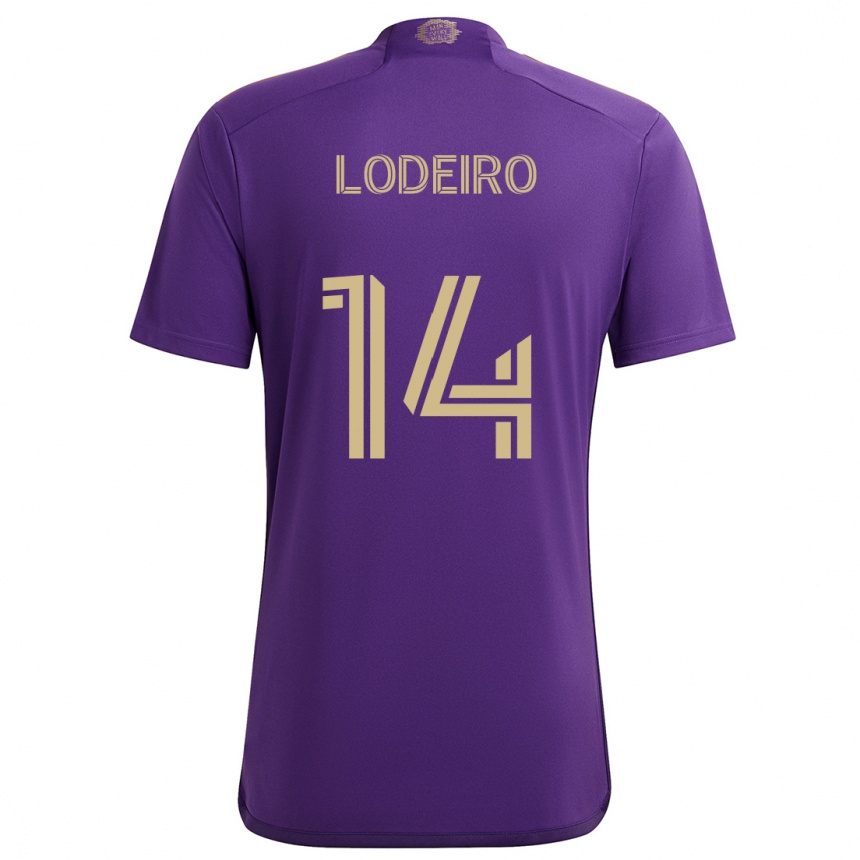 Niño Fútbol Camiseta Nicolás Lodeiro #14 Púrpura Amarillo 1ª Equipación 2024/25 México