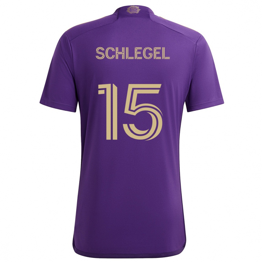 Niño Fútbol Camiseta Rodrigo Schlegel #15 Púrpura Amarillo 1ª Equipación 2024/25 México