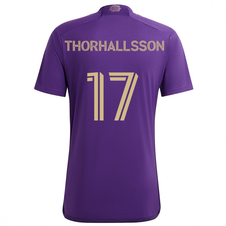 Niño Fútbol Camiseta Dagur Dan Thórhallsson #17 Púrpura Amarillo 1ª Equipación 2024/25 México