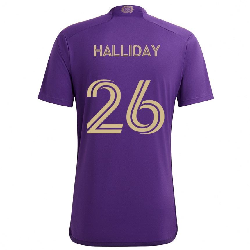 Niño Fútbol Camiseta Michael Halliday #26 Púrpura Amarillo 1ª Equipación 2024/25 México