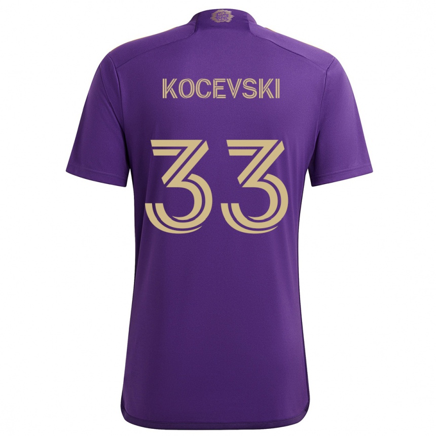 Niño Fútbol Camiseta Jeorgio Kocevski #33 Púrpura Amarillo 1ª Equipación 2024/25 México