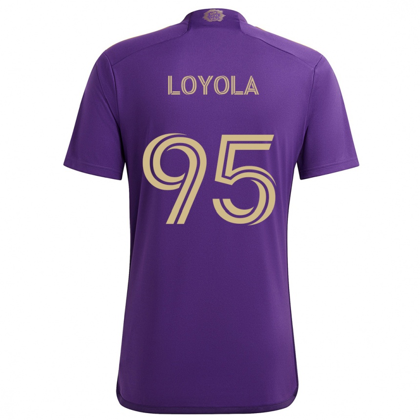 Niño Fútbol Camiseta Favian Loyola #95 Púrpura Amarillo 1ª Equipación 2024/25 México