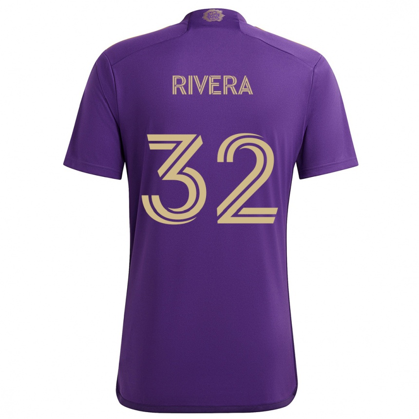 Niño Fútbol Camiseta Wilfredo Rivera #32 Púrpura Amarillo 1ª Equipación 2024/25 México