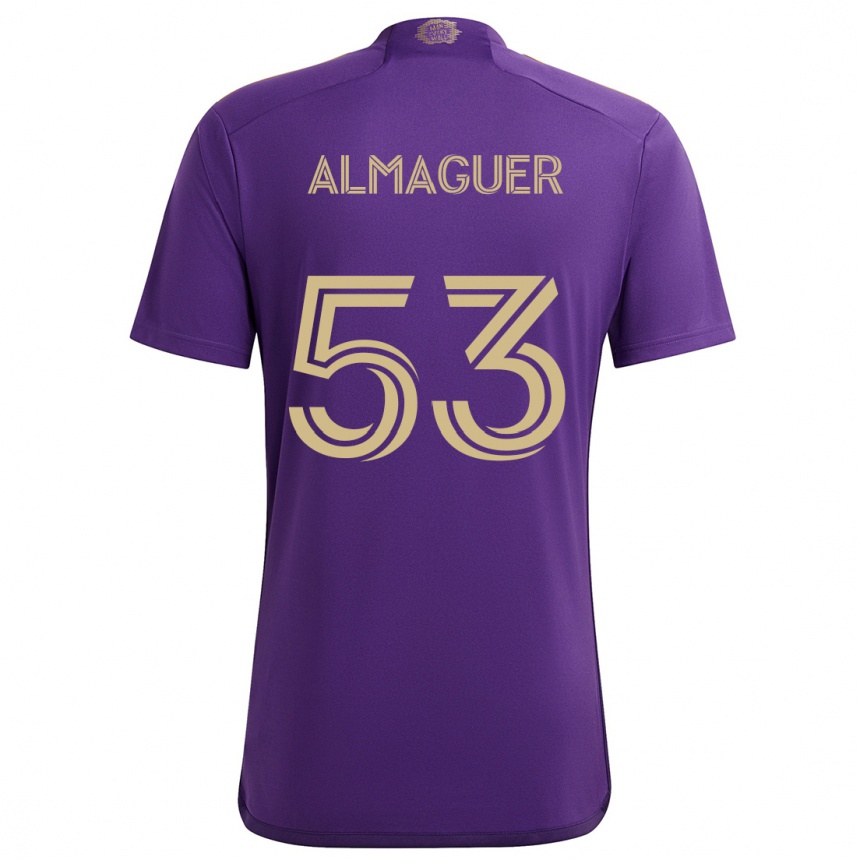 Niño Fútbol Camiseta Jorge Almaguer #53 Púrpura Amarillo 1ª Equipación 2024/25 México