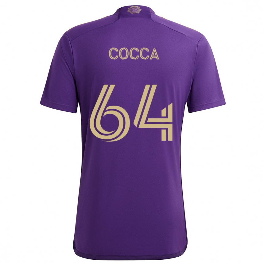 Niño Fútbol Camiseta Manuel Cocca #64 Púrpura Amarillo 1ª Equipación 2024/25 México