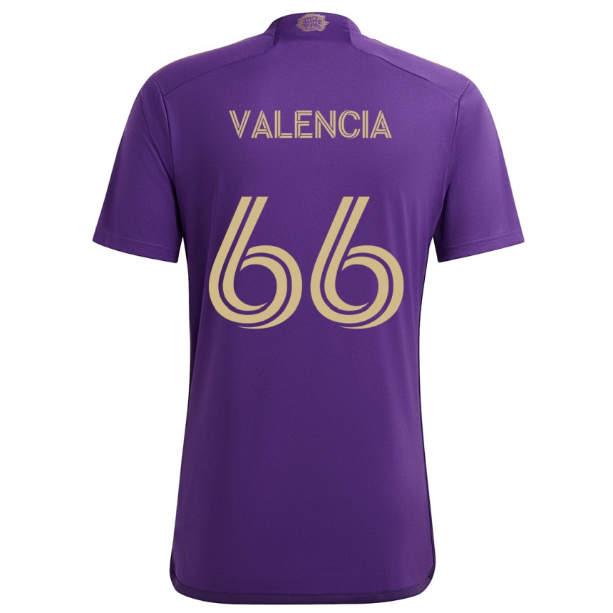 Niño Fútbol Camiseta Yeiler Valencia #66 Púrpura Amarillo 1ª Equipación 2024/25 México