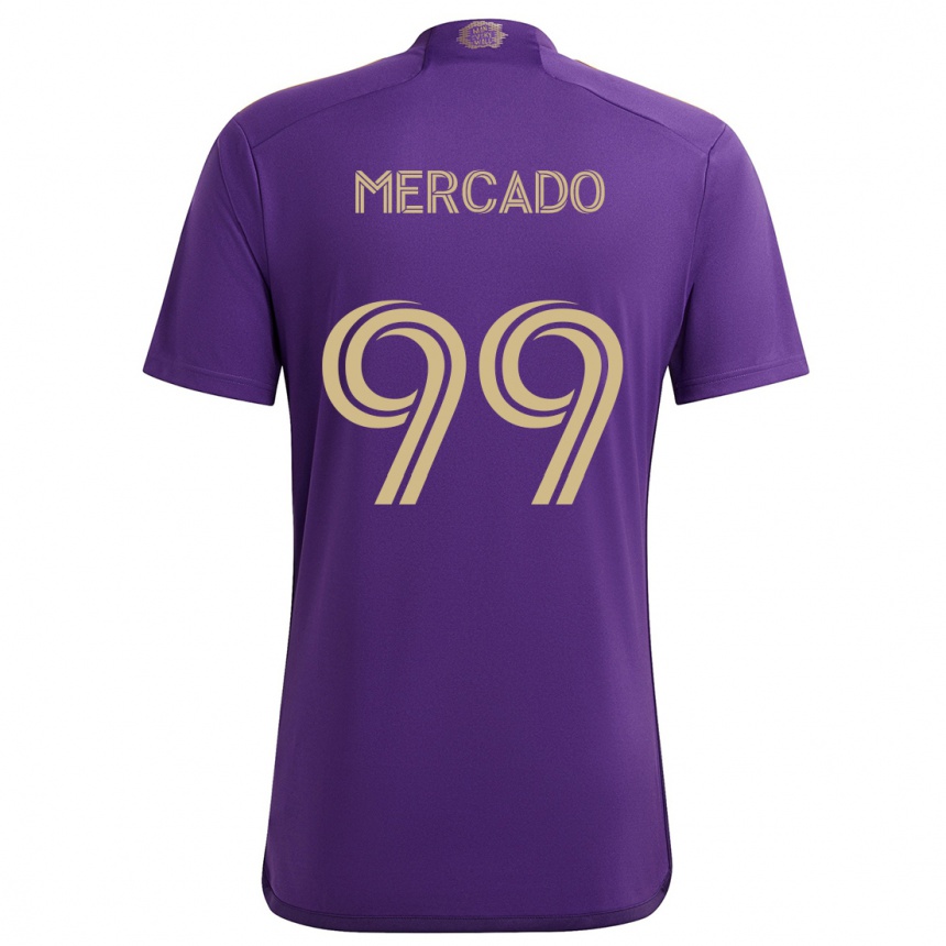 Niño Fútbol Camiseta Carlos Mercado #99 Púrpura Amarillo 1ª Equipación 2024/25 México