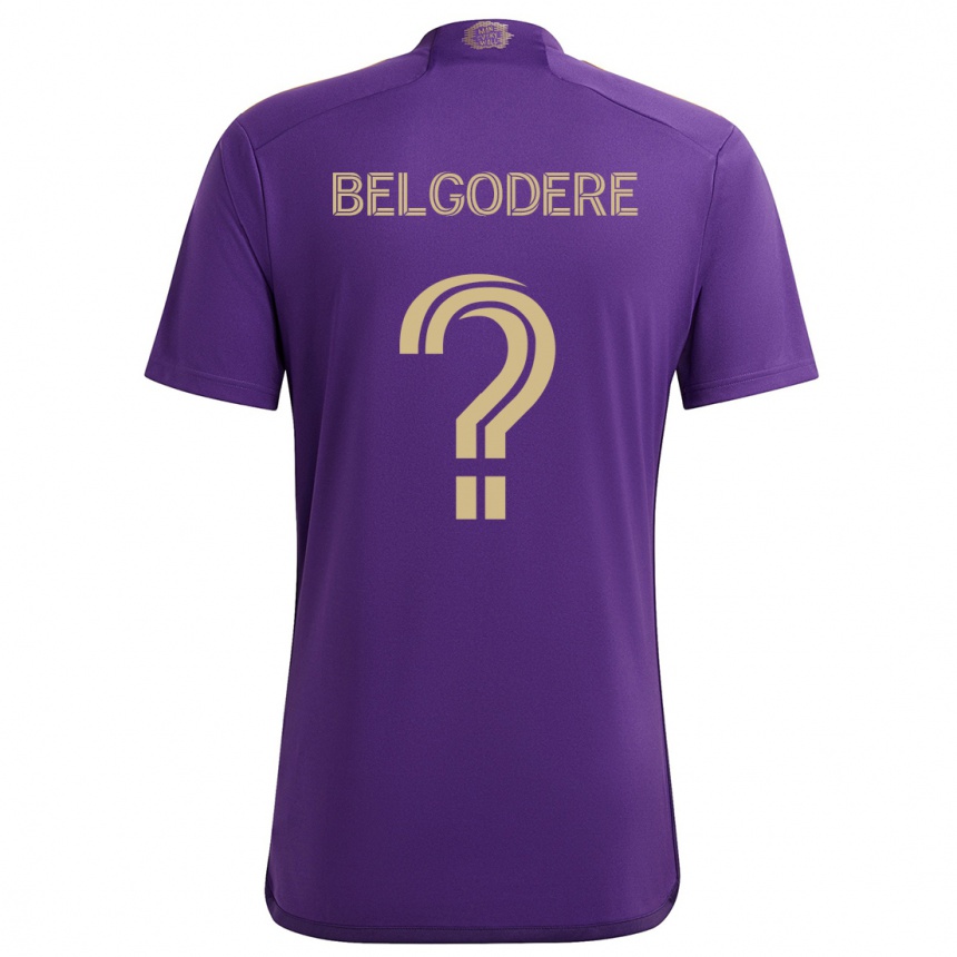 Niño Fútbol Camiseta Matthew Belgodere #0 Púrpura Amarillo 1ª Equipación 2024/25 México