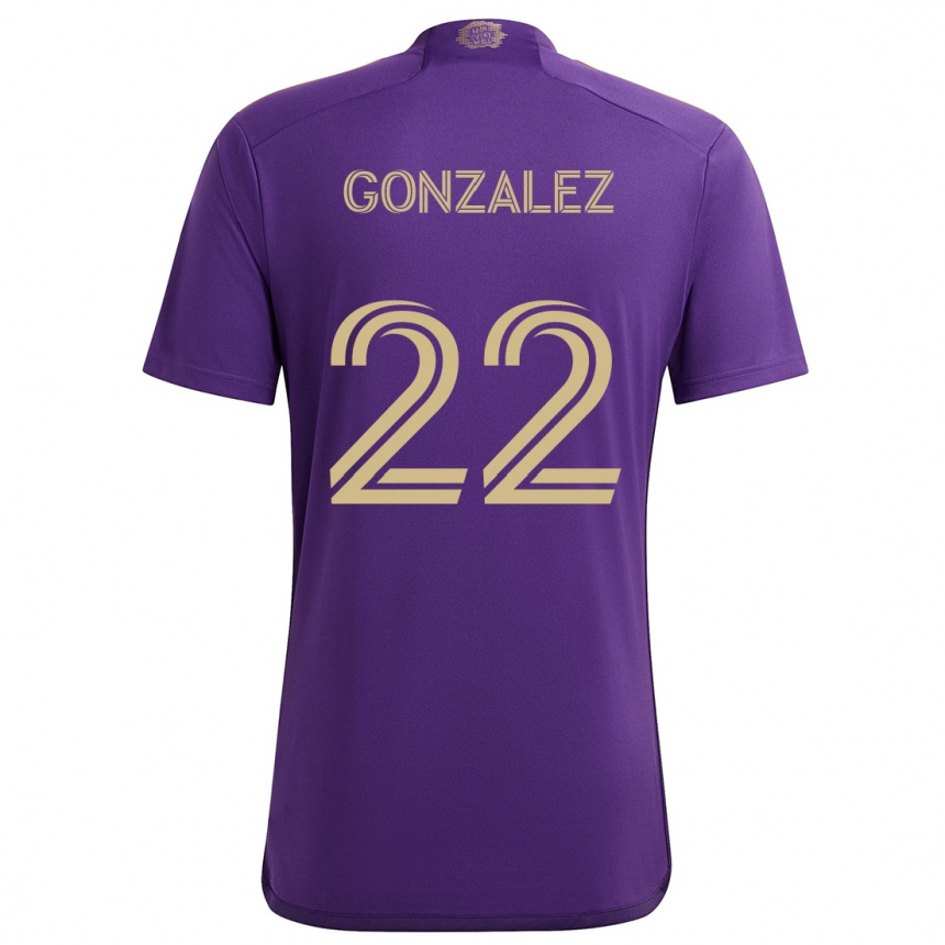 Niño Fútbol Camiseta Gastón González #22 Púrpura Amarillo 1ª Equipación 2024/25 México