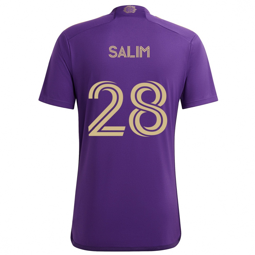 Niño Fútbol Camiseta Abdi Salim #28 Púrpura Amarillo 1ª Equipación 2024/25 México