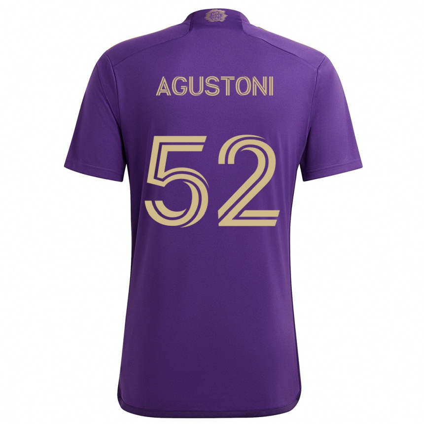 Niño Fútbol Camiseta Gonzalo Agustoni #52 Púrpura Amarillo 1ª Equipación 2024/25 México