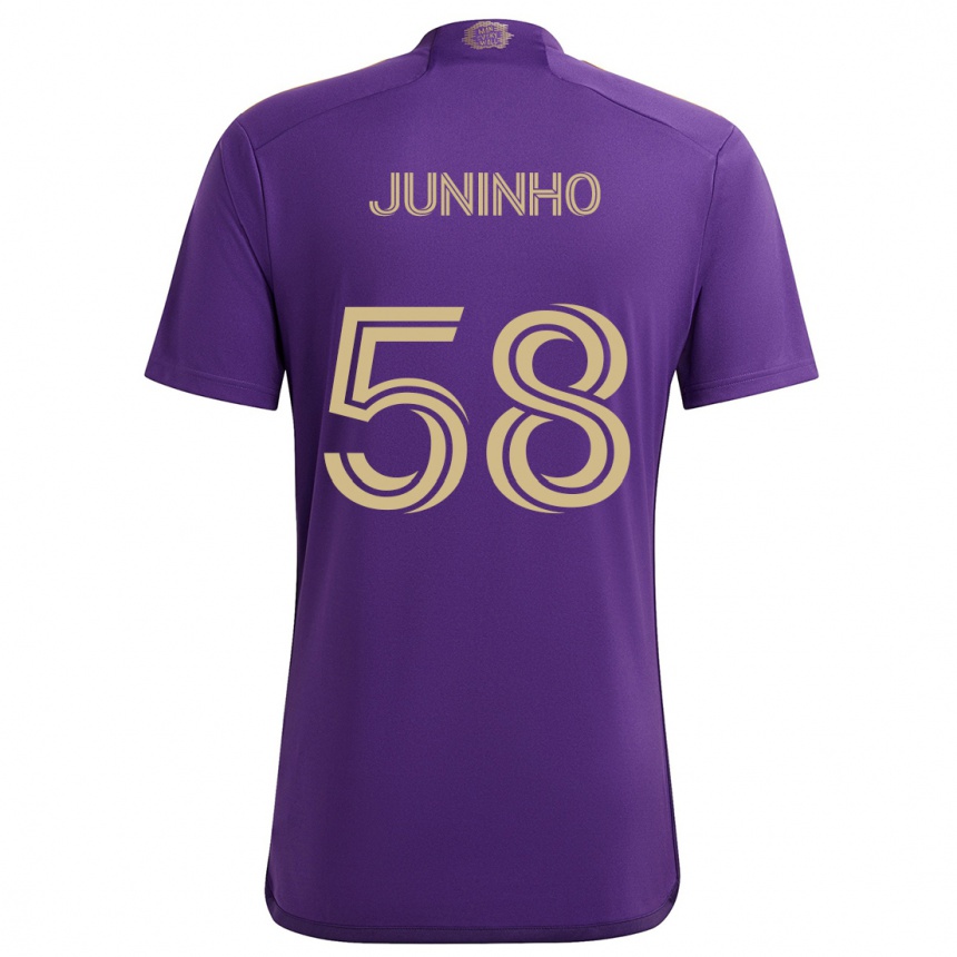 Niño Fútbol Camiseta Juninho #58 Púrpura Amarillo 1ª Equipación 2024/25 México