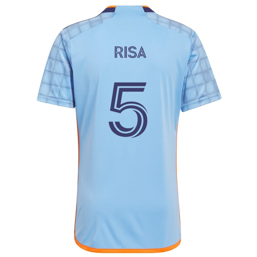 Niño Fútbol Camiseta Birk Risa #5 Azul Naranja 1ª Equipación 2024/25 México