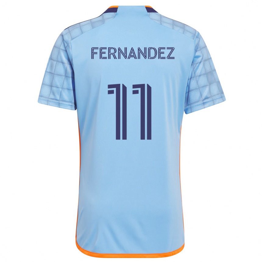 Niño Fútbol Camiseta Julián Fernández #11 Azul Naranja 1ª Equipación 2024/25 México