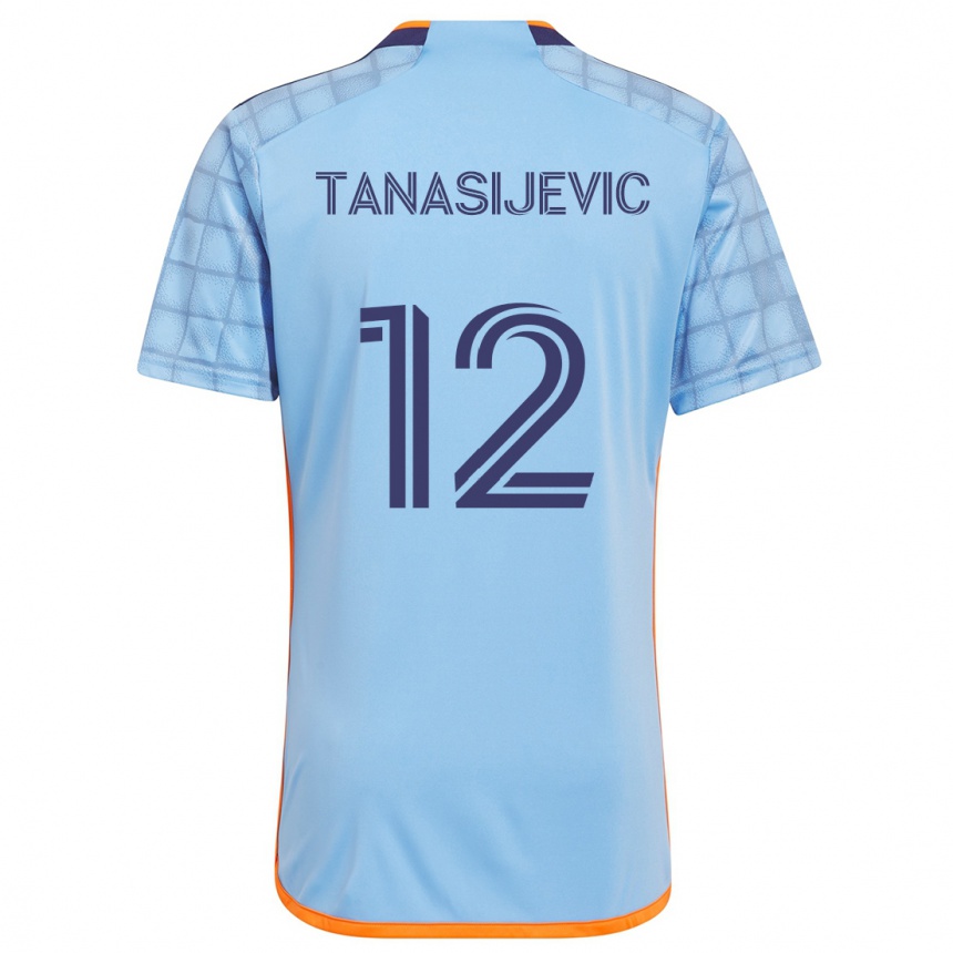 Niño Fútbol Camiseta Strahinja Tanasijevic #12 Azul Naranja 1ª Equipación 2024/25 México