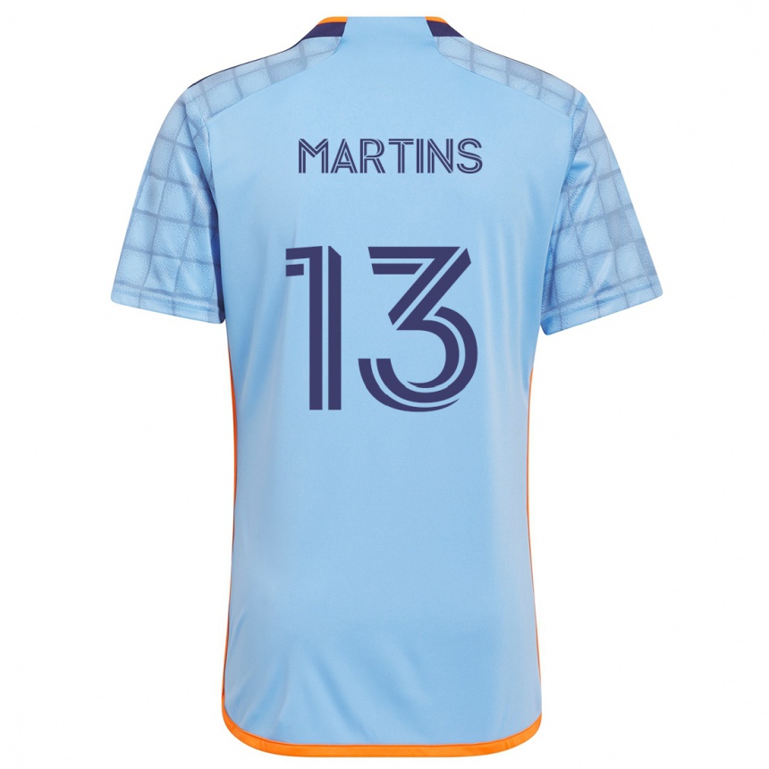 Niño Fútbol Camiseta Thiago Martins #13 Azul Naranja 1ª Equipación 2024/25 México