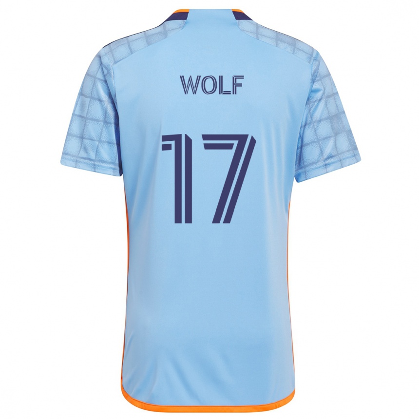 Niño Fútbol Camiseta Hannes Wolf #17 Azul Naranja 1ª Equipación 2024/25 México