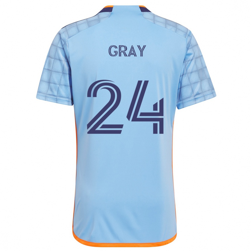 Niño Fútbol Camiseta Tayvon Gray #24 Azul Naranja 1ª Equipación 2024/25 México