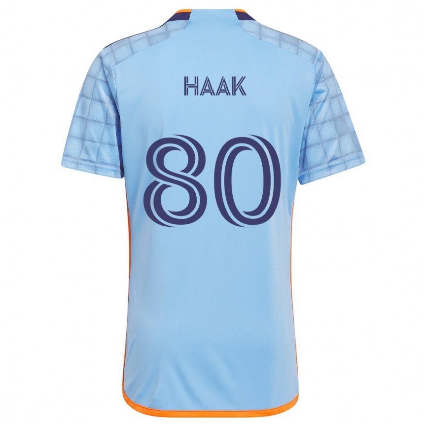 Niño Fútbol Camiseta Justin Haak #80 Azul Naranja 1ª Equipación 2024/25 México