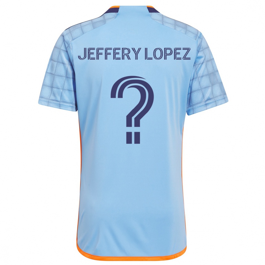 Niño Fútbol Camiseta Jeffery López #0 Azul Naranja 1ª Equipación 2024/25 México