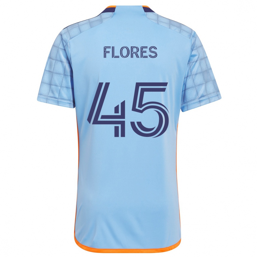 Niño Fútbol Camiseta Brian Flores #45 Azul Naranja 1ª Equipación 2024/25 México