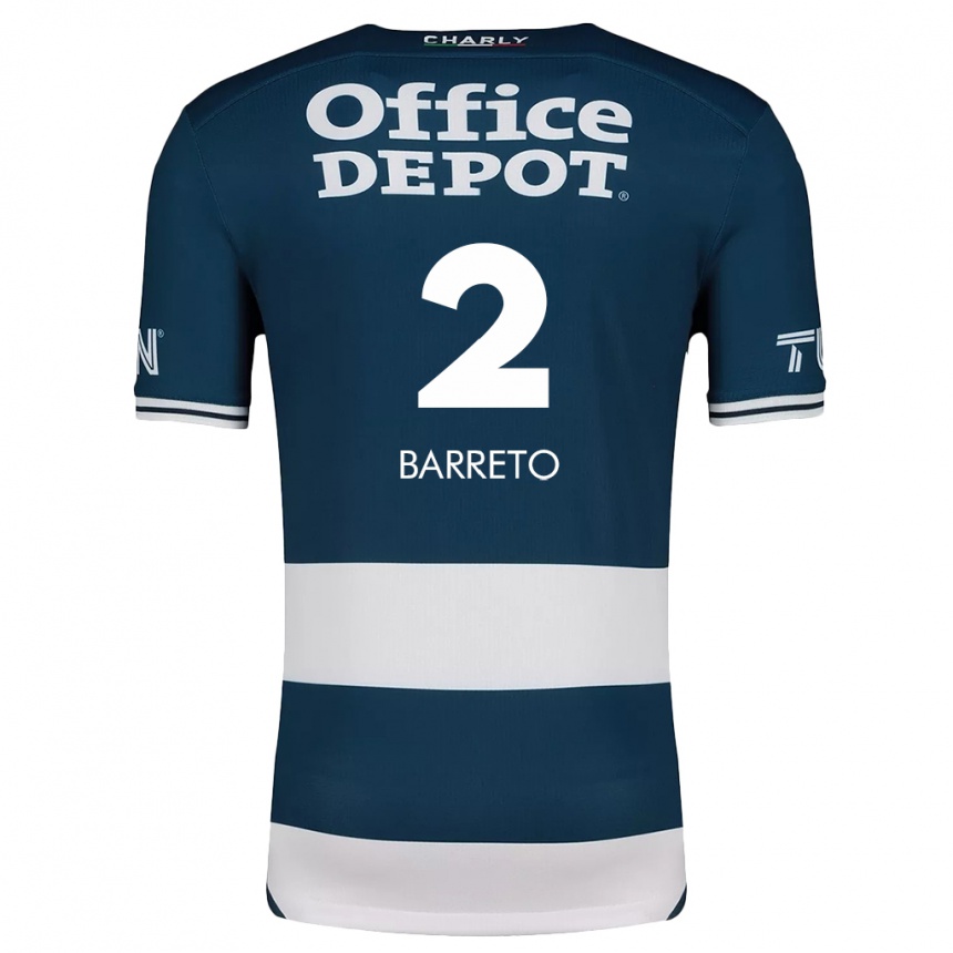 Niño Fútbol Camiseta Sergio Barreto #2 Azul Blanco 1ª Equipación 2024/25 México