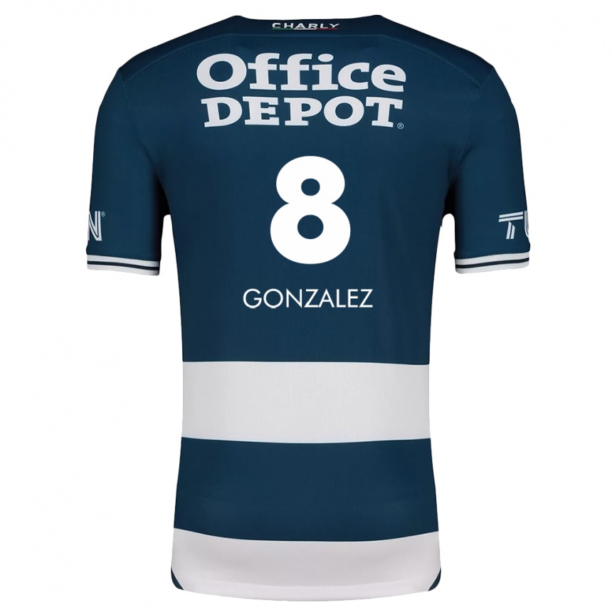 Niño Fútbol Camiseta Bryan González #8 Azul Blanco 1ª Equipación 2024/25 México