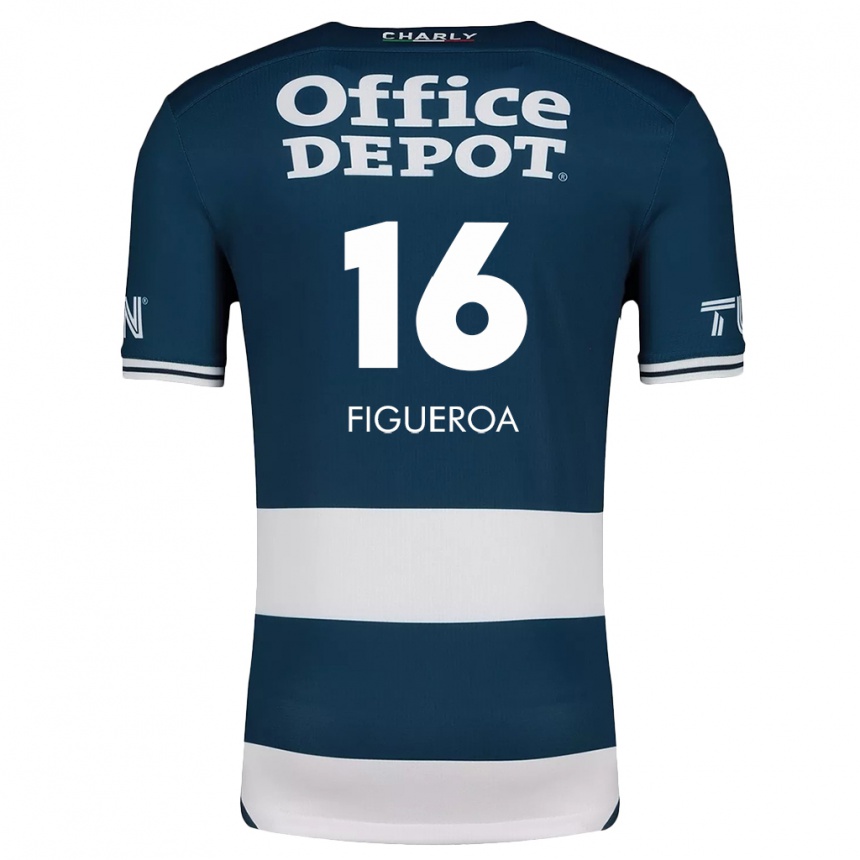 Niño Fútbol Camiseta Antonio Figueroa #16 Azul Blanco 1ª Equipación 2024/25 México