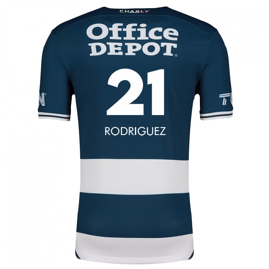 Niño Fútbol Camiseta Valentín Rodríguez #21 Azul Blanco 1ª Equipación 2024/25 México