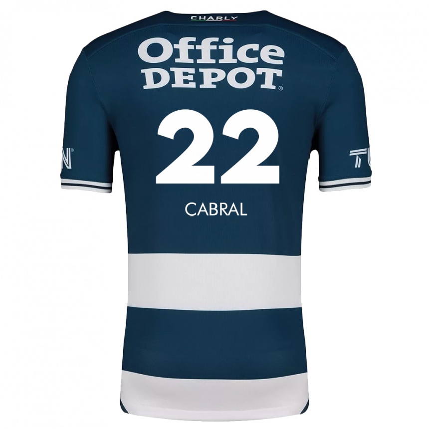 Niño Fútbol Camiseta Gustavo Cabral #22 Azul Blanco 1ª Equipación 2024/25 México