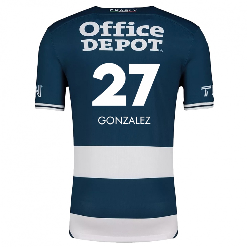 Niño Fútbol Camiseta Owen González #27 Azul Blanco 1ª Equipación 2024/25 México