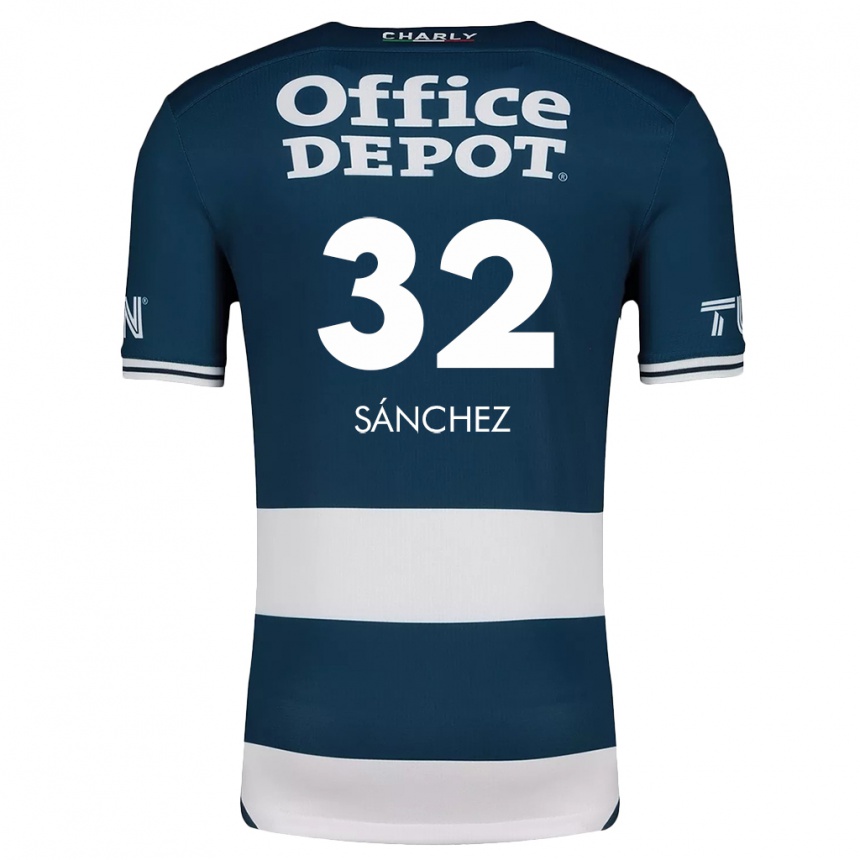 Niño Fútbol Camiseta Carlos Sánchez #32 Azul Blanco 1ª Equipación 2024/25 México