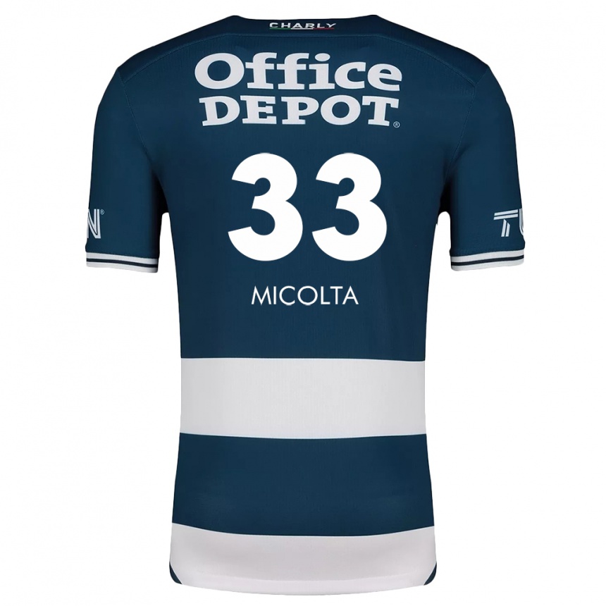 Niño Fútbol Camiseta Andrés Micolta #33 Azul Blanco 1ª Equipación 2024/25 México